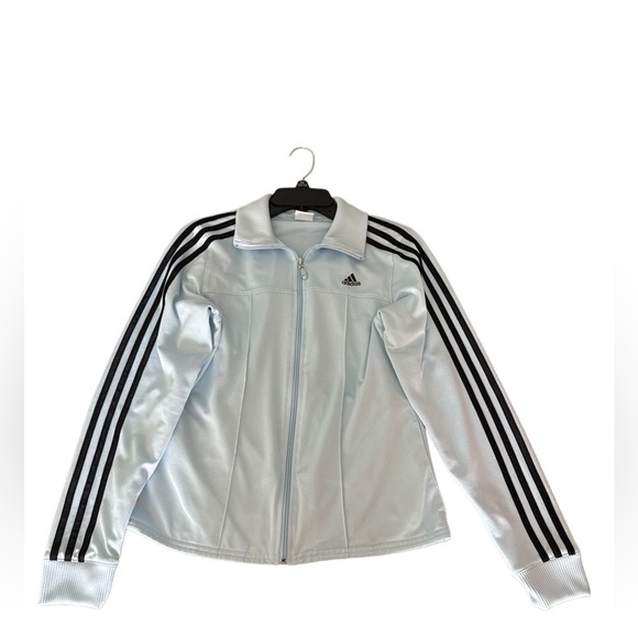 ADIDAS Women’s Track Cropped Baby Blue Jacket Sportwear Lightweight Size M - Picture 1 of 8